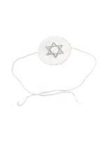 BABY KIPPAH KNITTED WHITE SILVER STAR