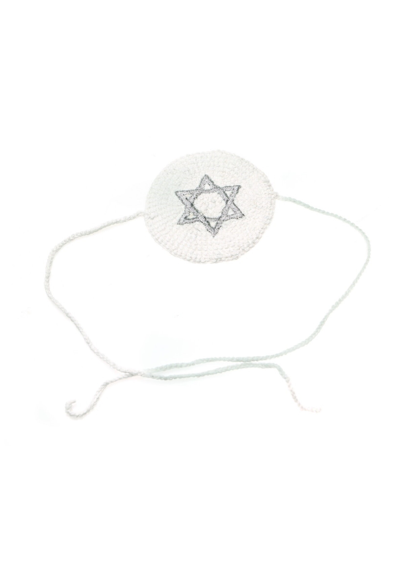 BABY KIPPAH KNITTED WHITE SILVER STAR