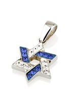 NECKLACE BLUE & WHITE CRYSTALS IN STAR OF DAVID PENDANT