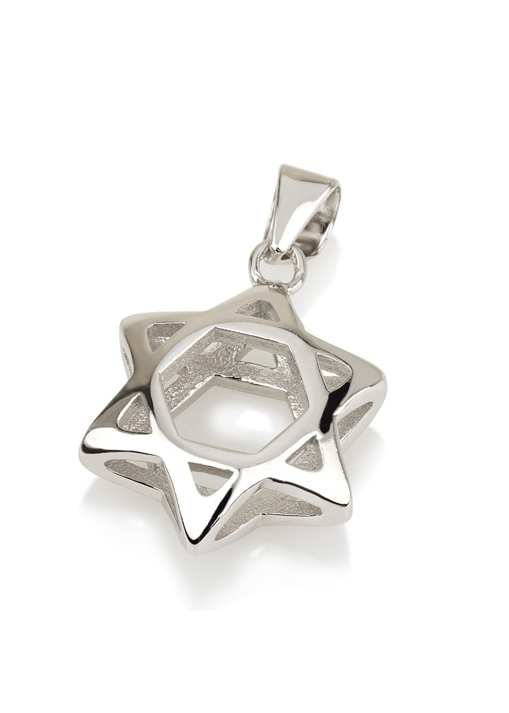 NECKLACE STERLING SILVER INFLATED STAR OF DAVID