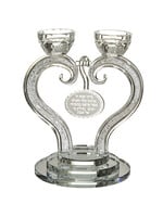 CANDLE HOLDER CRYSTAL HEART SHAPPED WITH BLESSING- WHITE STONES-21CM