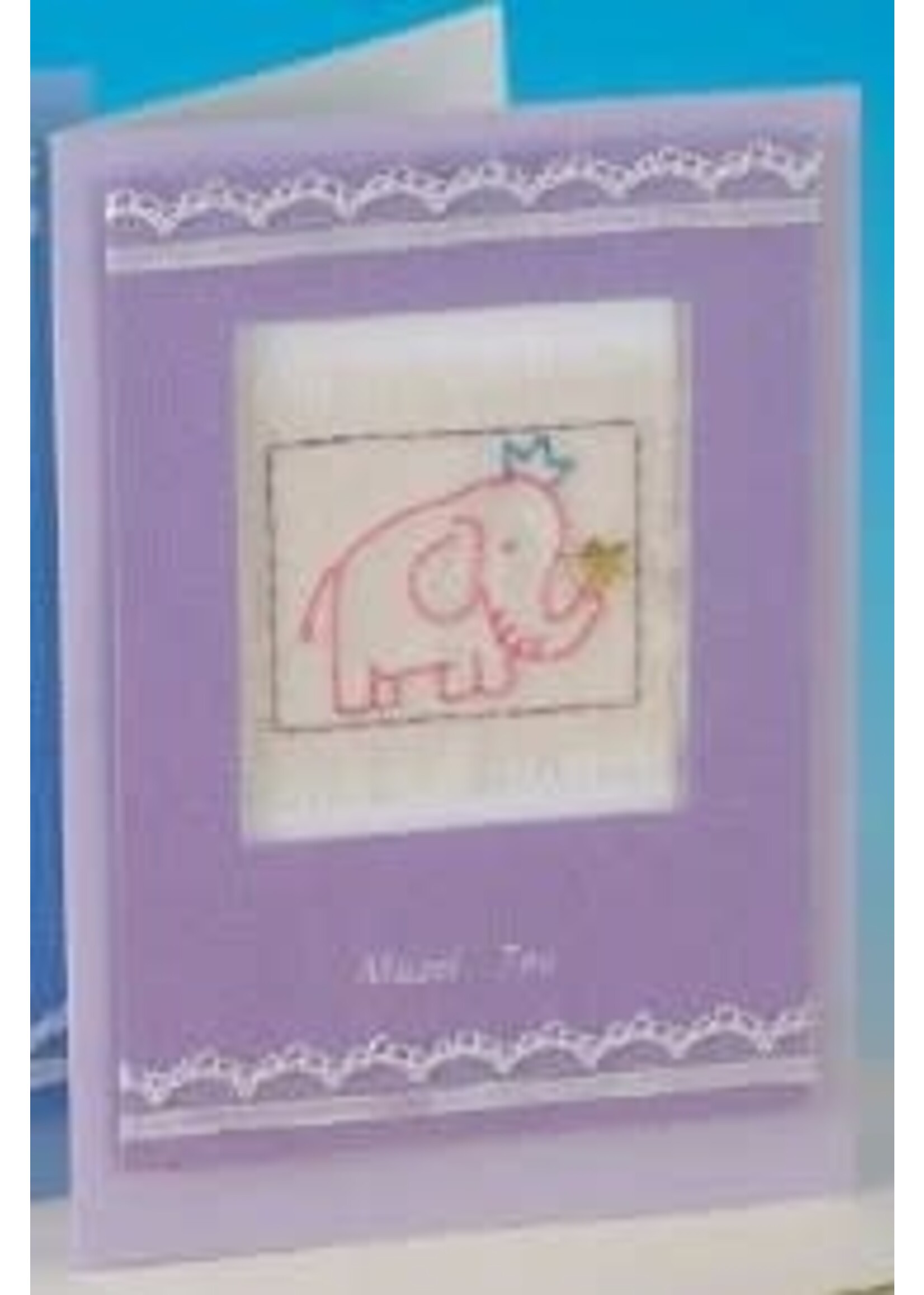 GREETING CARD BABY ELEPHANT LILAC