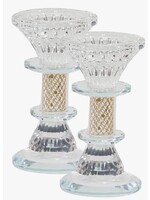 CANDLE HOLDERS CRYSTAL WITH GOLD NET- 5IN