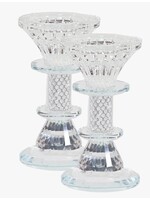 CANDLE HOLDERS CRYSTAL & SILVER MESH 5"