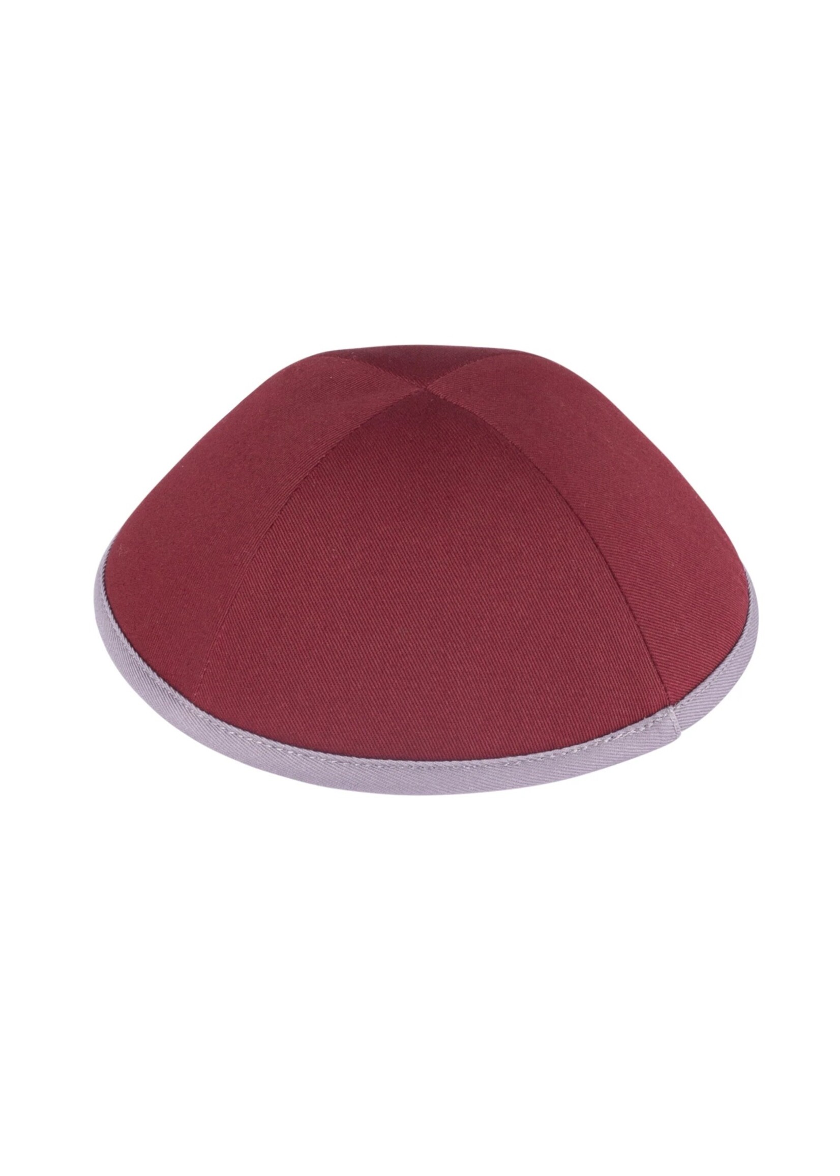 KIPPAH COTTON BURGUNDY W/GRAY RIM