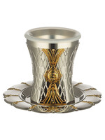 KIDDUSH CUP DIAMOND PATTERN GOLD DETAILS NICKEL