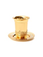 KIDDUSH CUP GOLD PLATED WITH SAUCER