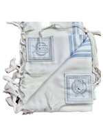 TALIS WOOL NON-SLIP 55 SEFARDI  AVODAS YAD SLATE BLUE & SILVER