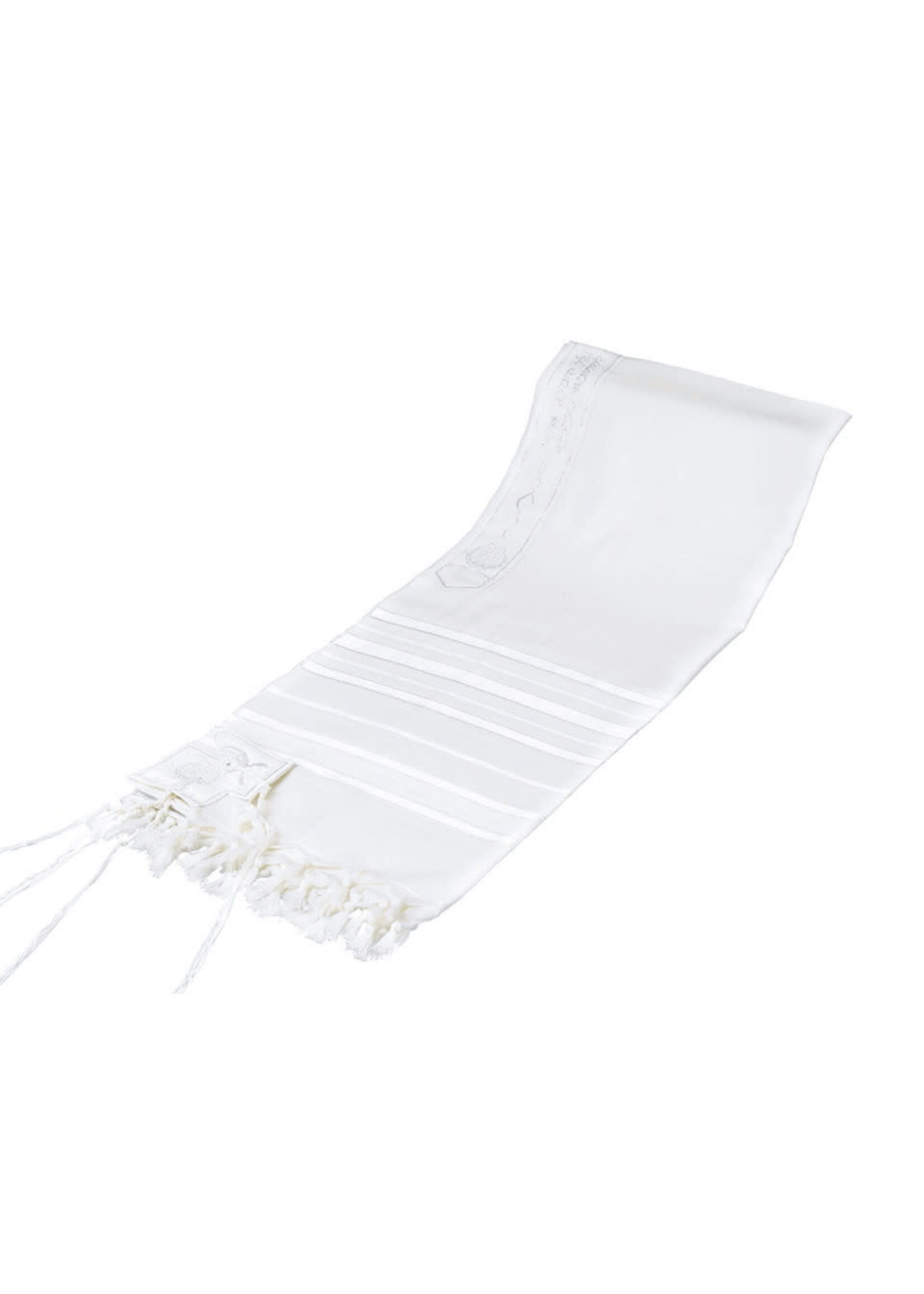 TALlIS WOOL NON SLIP #55 ASHKENAZ WHITE & SILVER