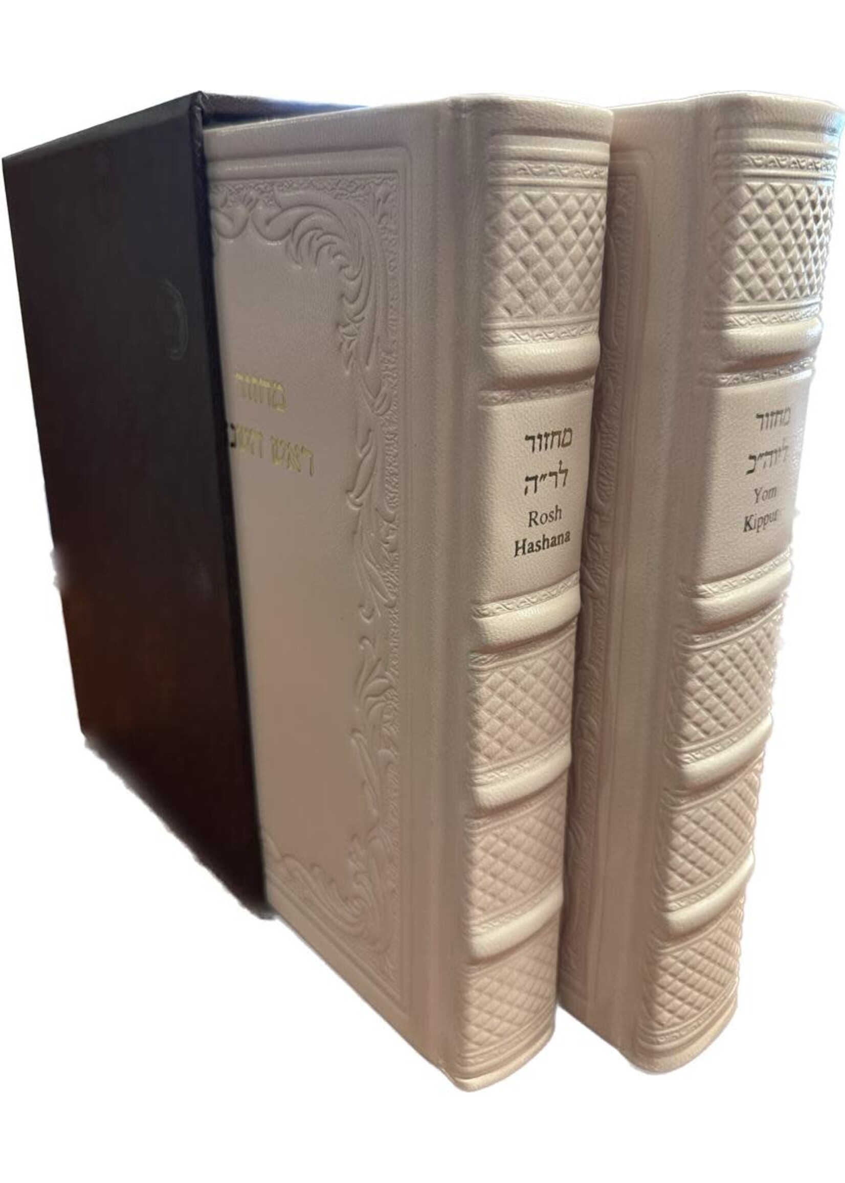 LEATHER MACHZOR ENGLISH 2 VOLUME SET POWDER PINK