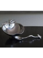 HONEY DISH POLISHED STAINLESS STEEL APPLE BOWL WITH BEE SPOON