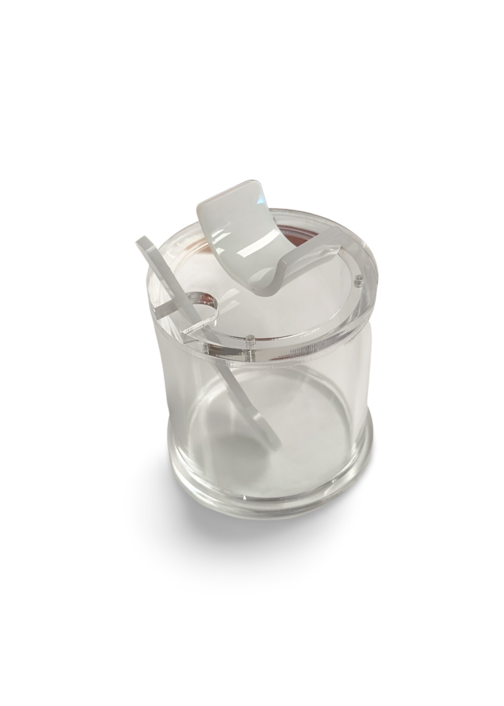 HONEY DISH ACRYLIC MAGNETIC LID & WHITE HONEY SPOON