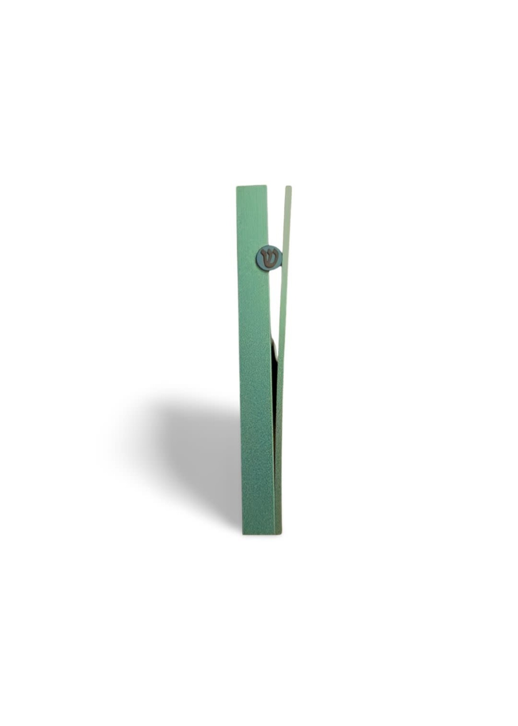 MEZUZAH COVER SPLIT METAL GREEN