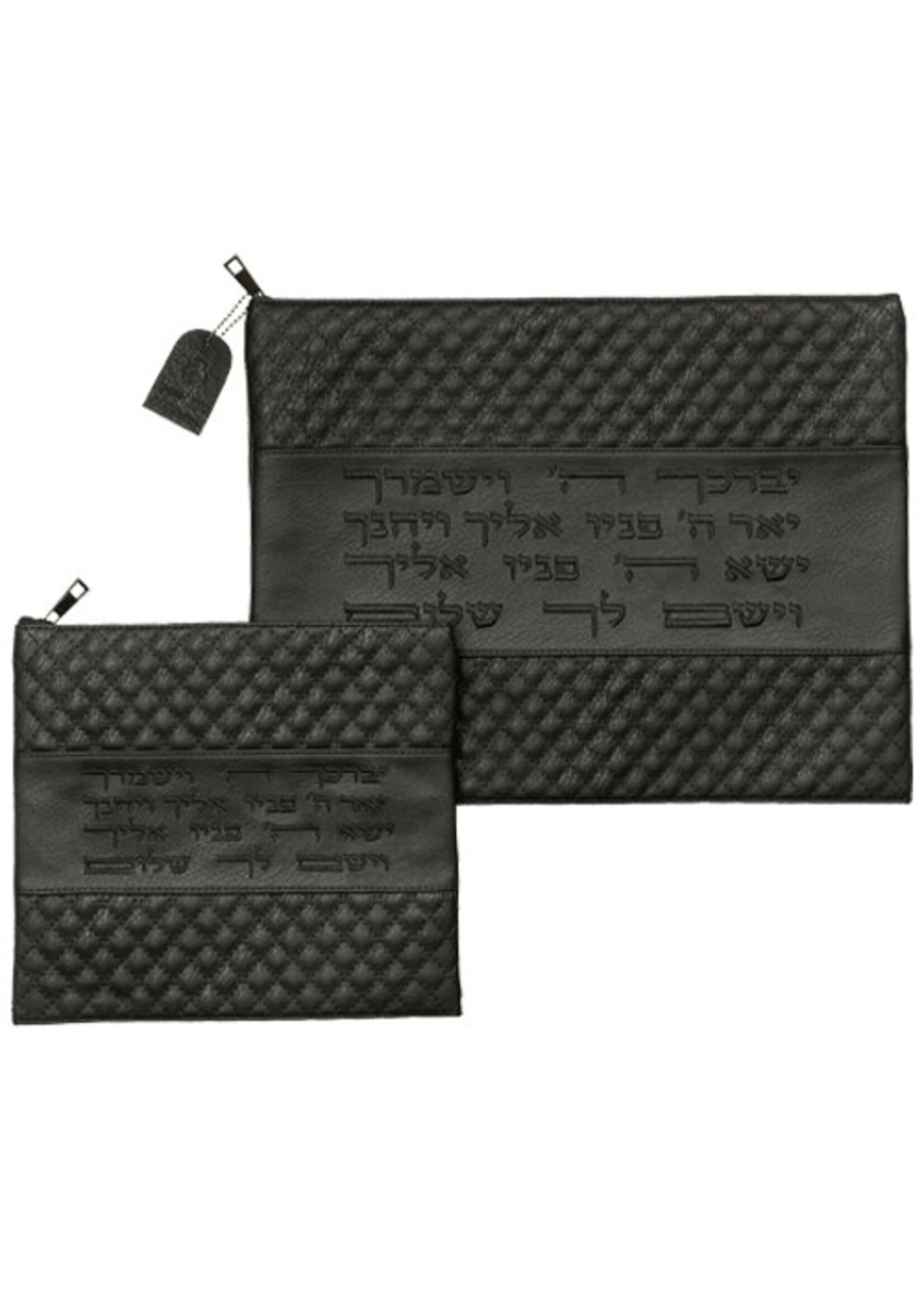 TALLIS AND TEFILLIN BAG SET BKACK WITH EMBRIODERY