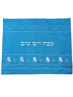 CHALLAH COVER LINEN AQUA POEGRANATES