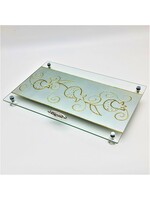 CHALLA TRAY GLASS WITH ARTISTIC GOLD POMS