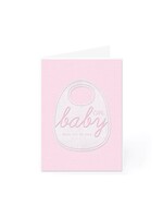 BABY GIRL PINK BIB GREETING CARD