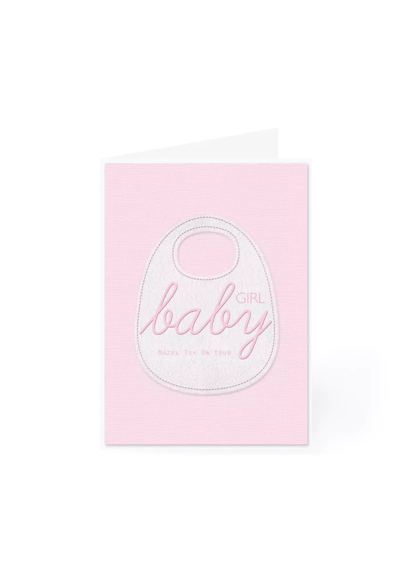 BABY GIRL PINK BIB GREETING CARD