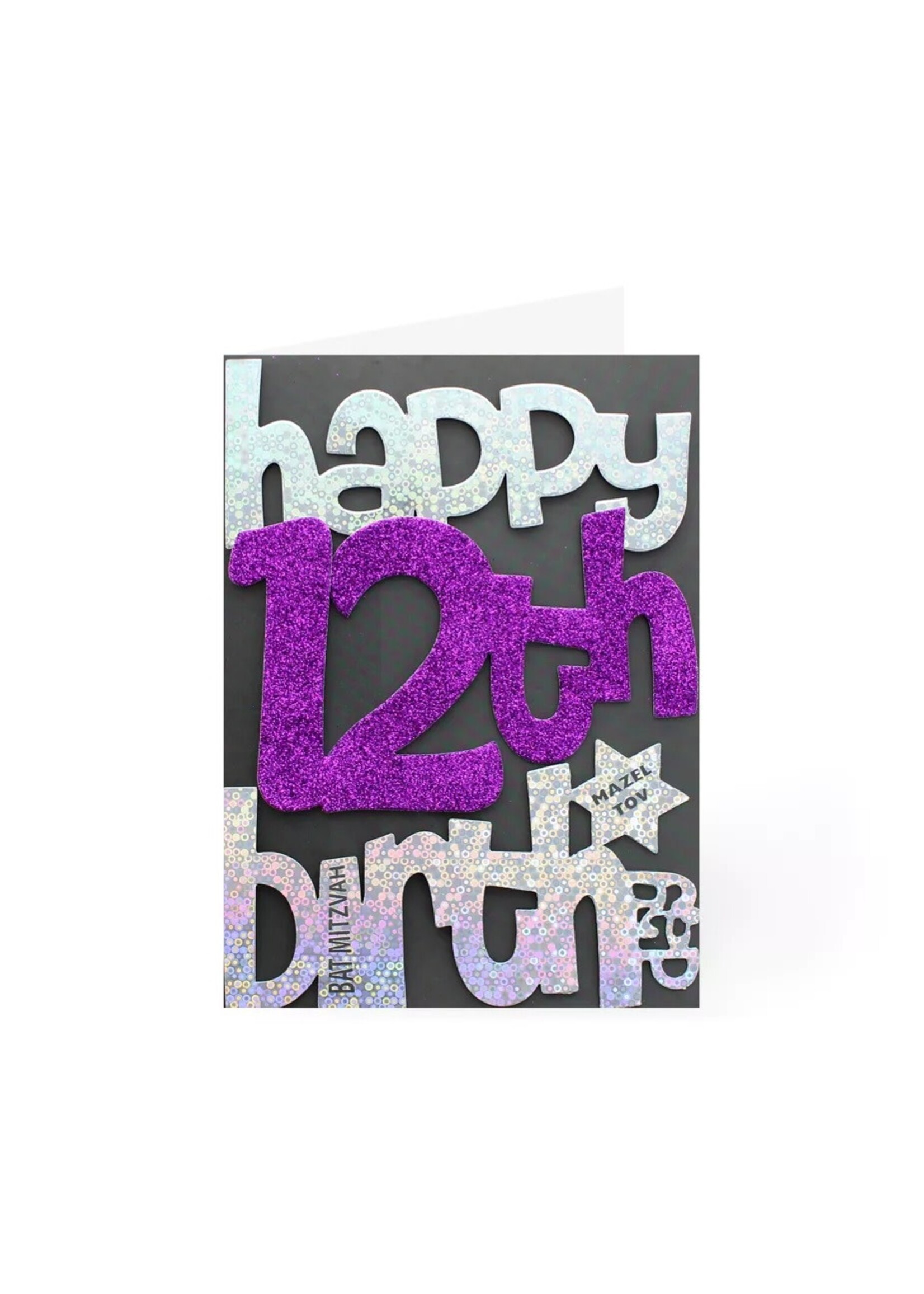BAT MITZVAH CARD GLITTERY HAPPY 12TH BIRTHDAY