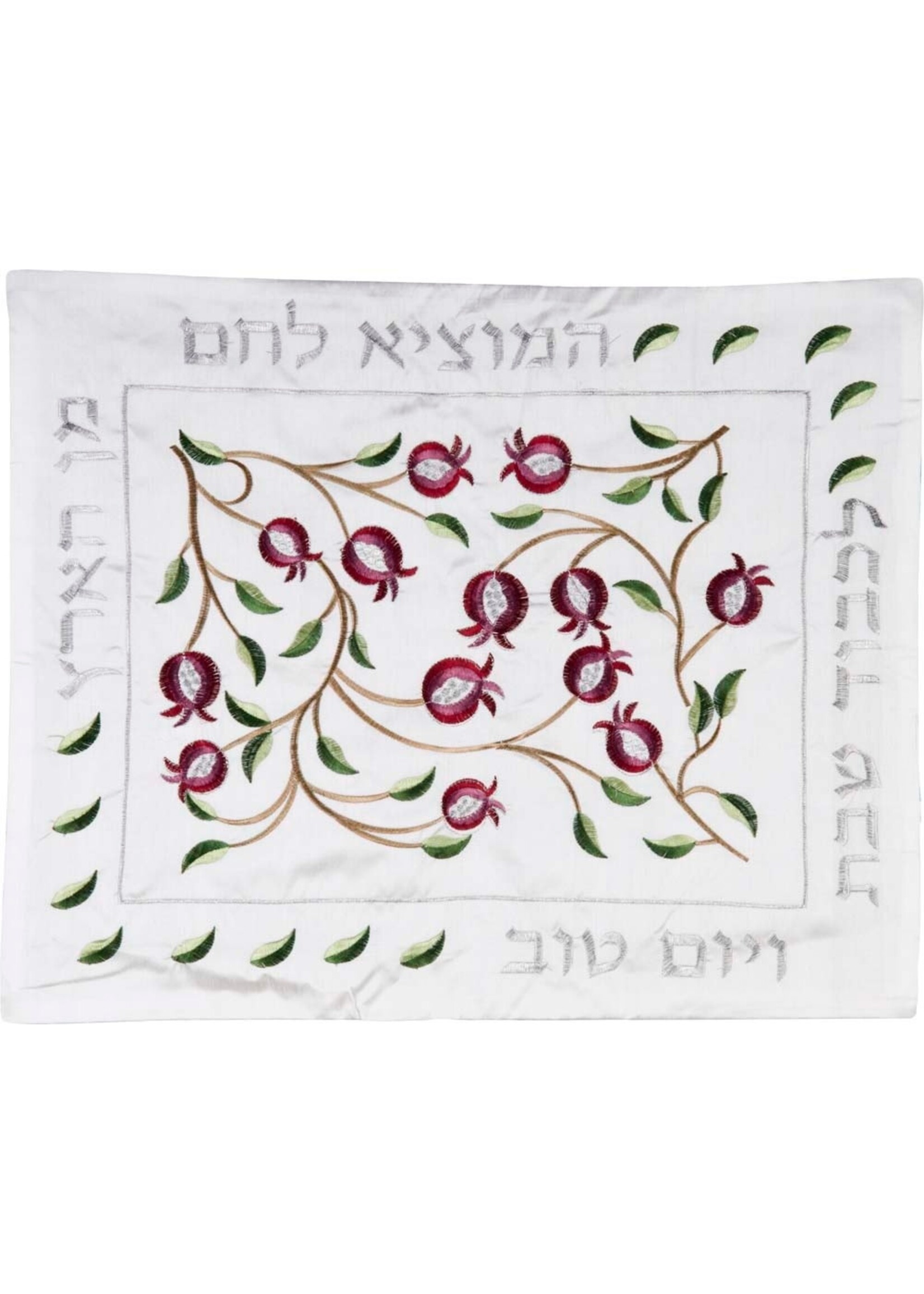 CHALLAH COVER PINK AND RED POMAGRANATE APLIQUE
