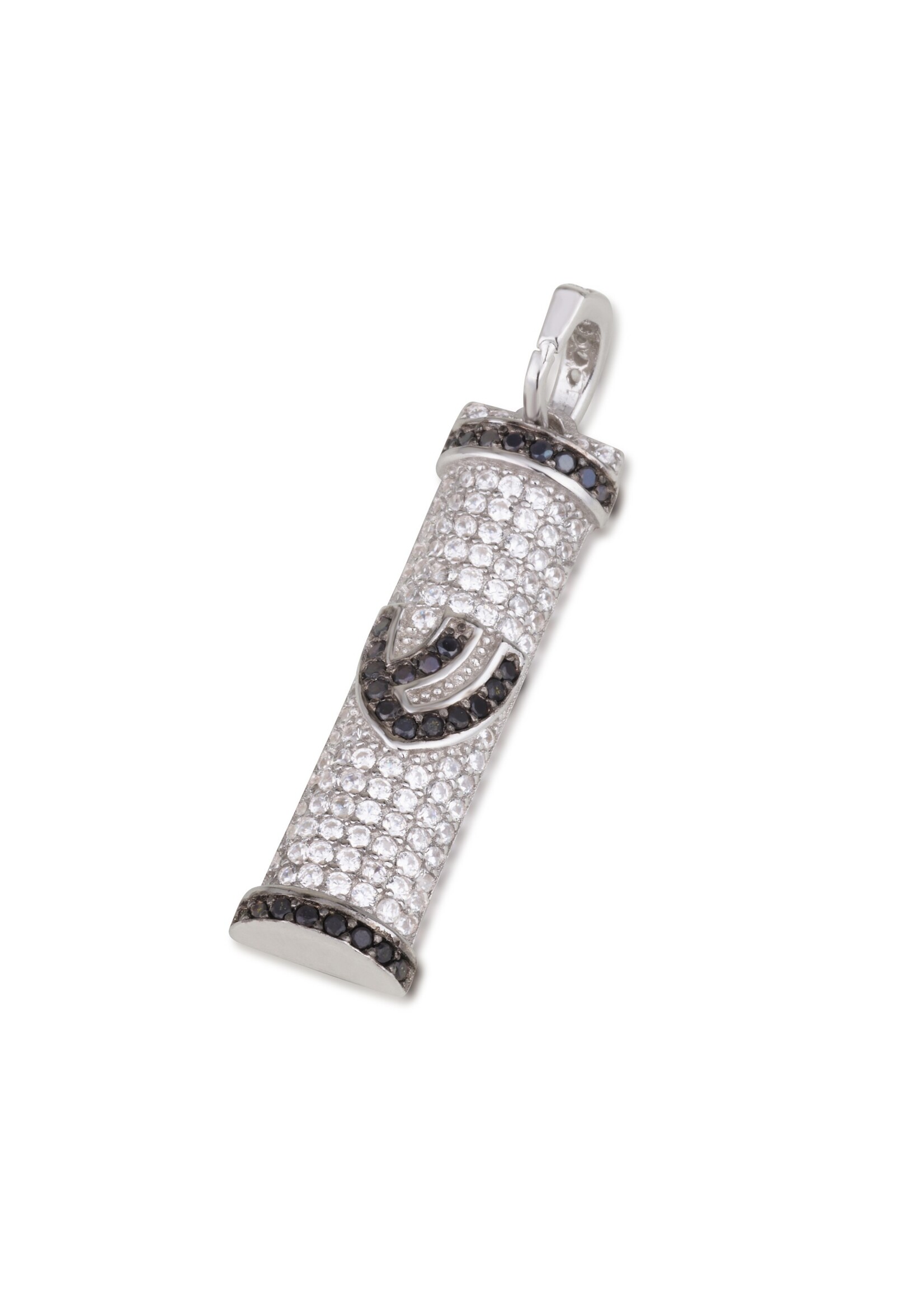 NECKLACE MEZUZAH WITH WHITE & BLACK CRYSTALS