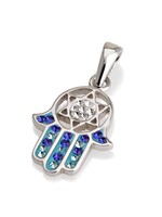 NECKLACE HAMSA WITH MAGUEN DAVID-BLUE