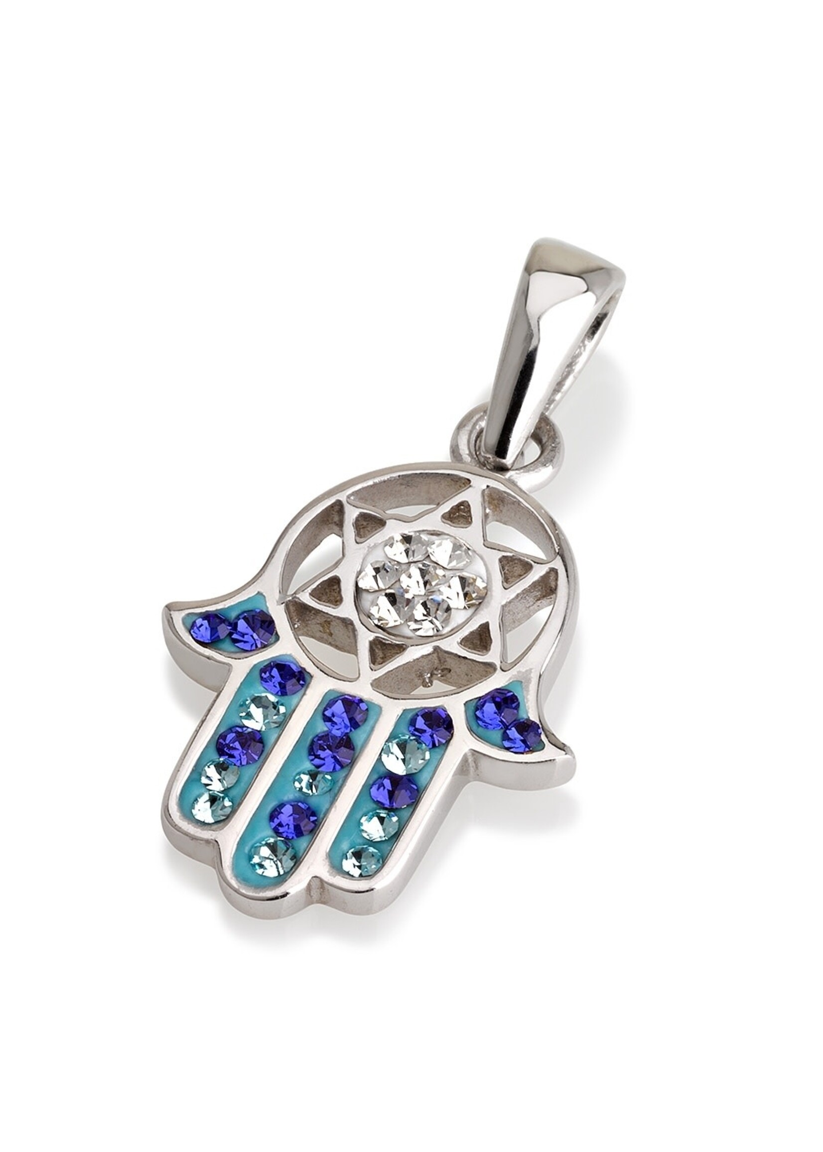 NECKLACE HAMSA WITH MAGUEN DAVID-BLUE