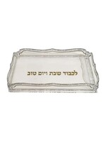 CHALLAH TRAY LUCITE WITH GOLD