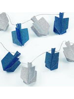 CHANUKAH BLUE & SILVER DREIDEL GLITTER GARLAND