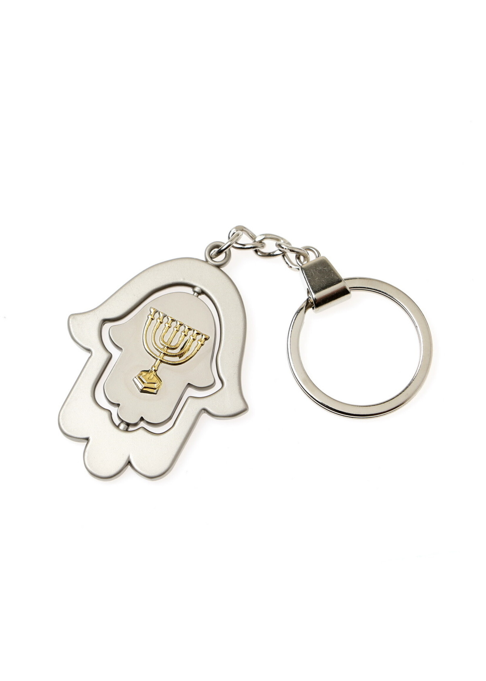 KEYCHAIN SPINNING HAMSA GOLD MENORAH