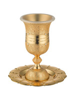 KIDDUSH CUP NICKEL WITH A DIMOND GOLD DESIGN