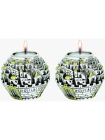 CANDLE HOLDERS JERUSALEM SPHERE SILVER PLATED