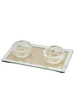 CRYSTAL CANDLE HOLDER-GOLD MESH 3.5"X6.75"