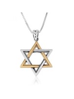 NECKLACE STERLING SILVER AND GOLD POLISH MAGUEN DAVID