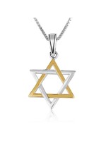 NECKLACE STERLING SILVER AND GOLD PLATED MAGUEN DAVID- SMALL