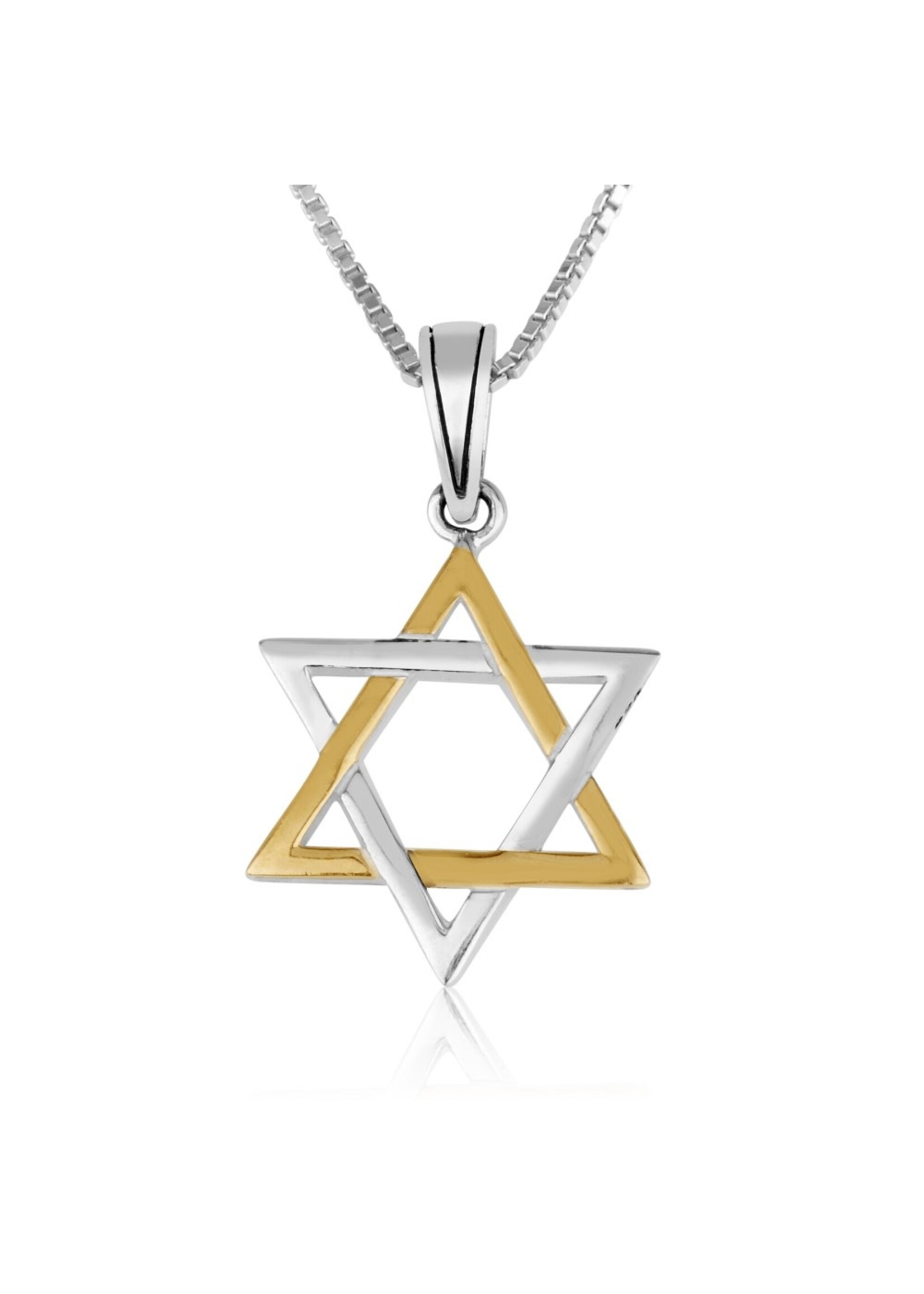 NECKLACE STERLING SILVER AND GOLD PLATED MAGUEN DAVID- SMALL