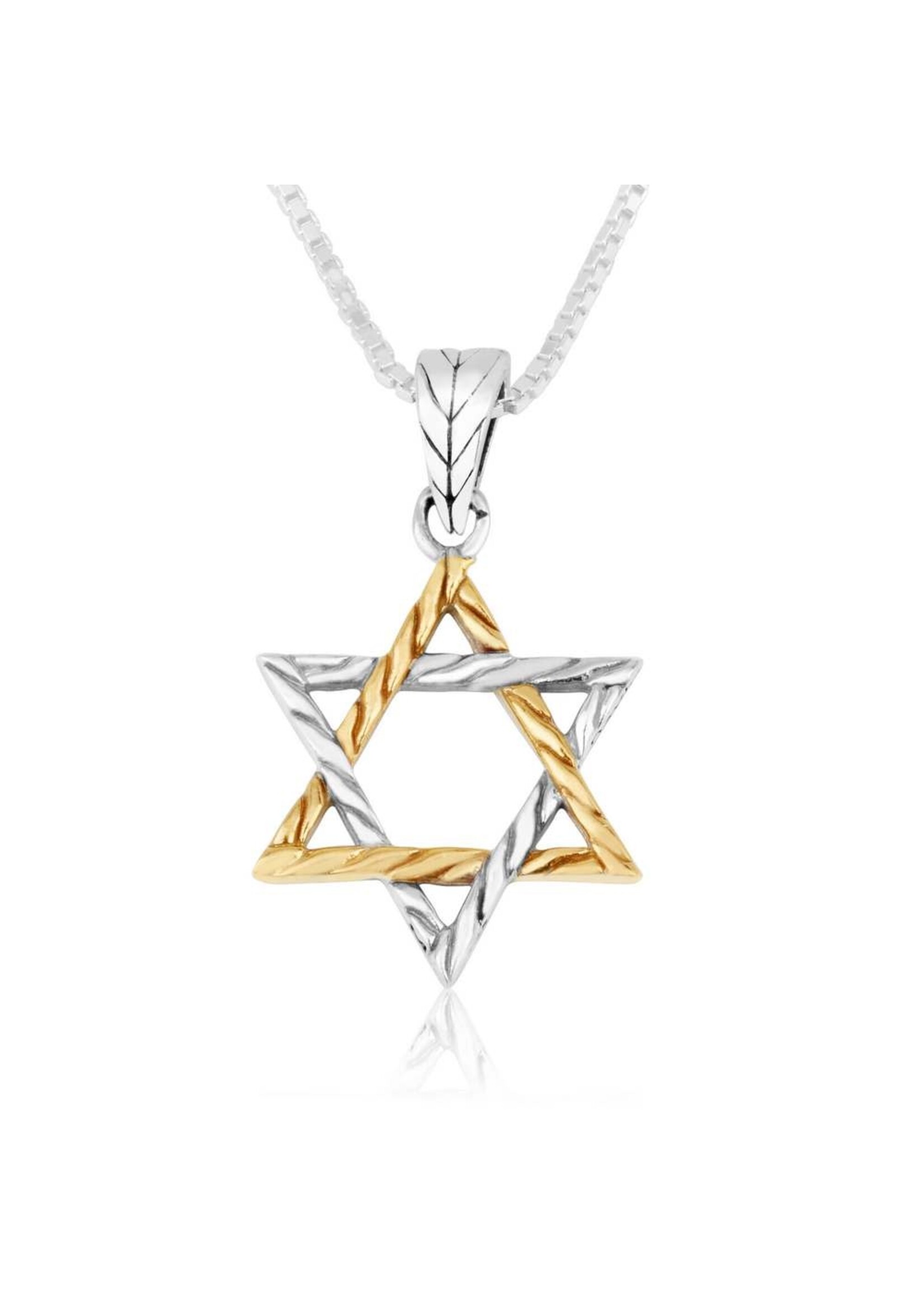 NECKLACE STERLING SILVER AND GOLD PLATED ROPE MAGUEN DAVID