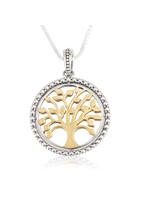 NECKLACE STERLING SILVER AND GOLD PLATED TREE OF LIFE