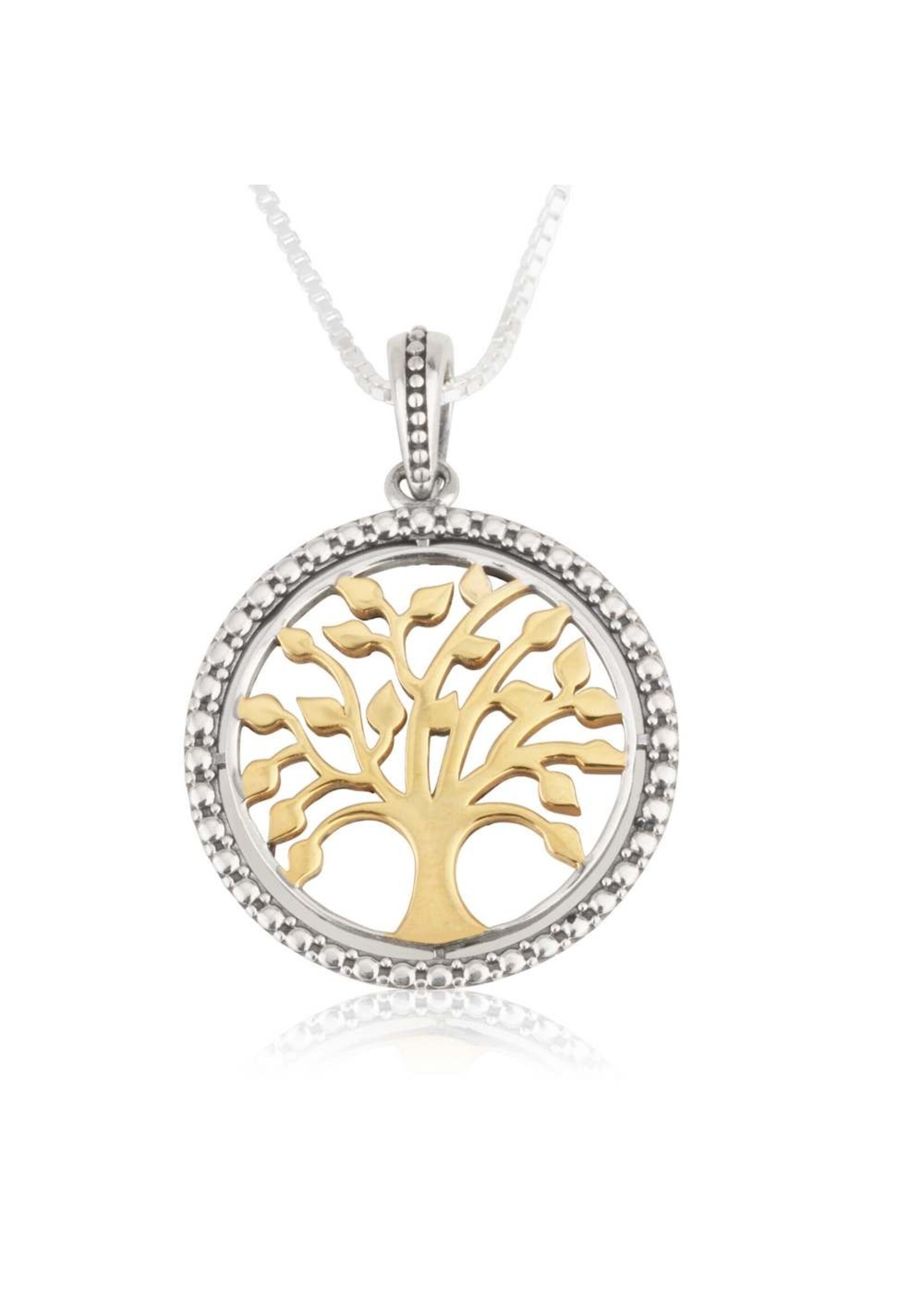 NECKLACE STERLING SILVER AND GOLD PLATED TREE OF LIFE