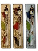 MEZUZAH CASE GLASS HAND PAINTED POMEGRANATES