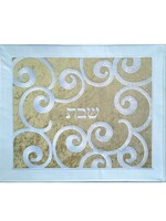 CHALLAH COVER WITH WHIT- GOLD CIRCLED EMBRIODERY