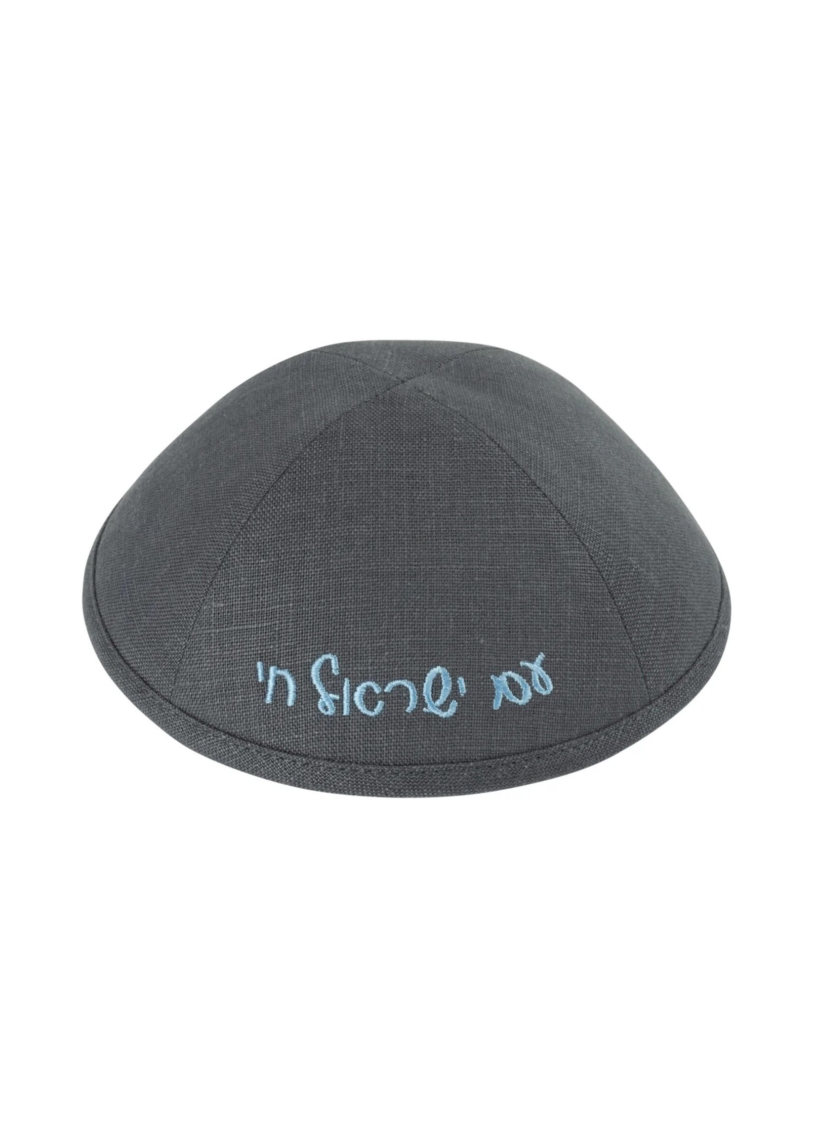 KIPPAH LINEN AM YISROEL CHAI - SLATE BLUE