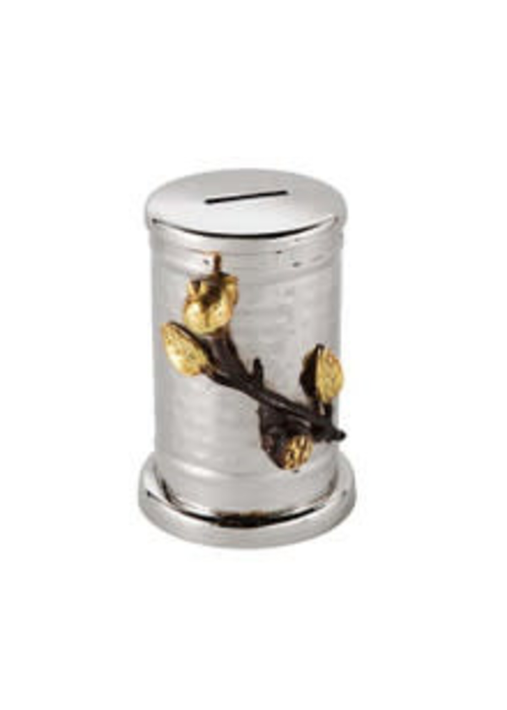 CHARITY BOX  HAMMERED NICKEL POMEGRANATE BRANCH