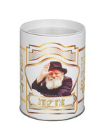 TZEDAKAH BOX TIN WHITE - REBBE
