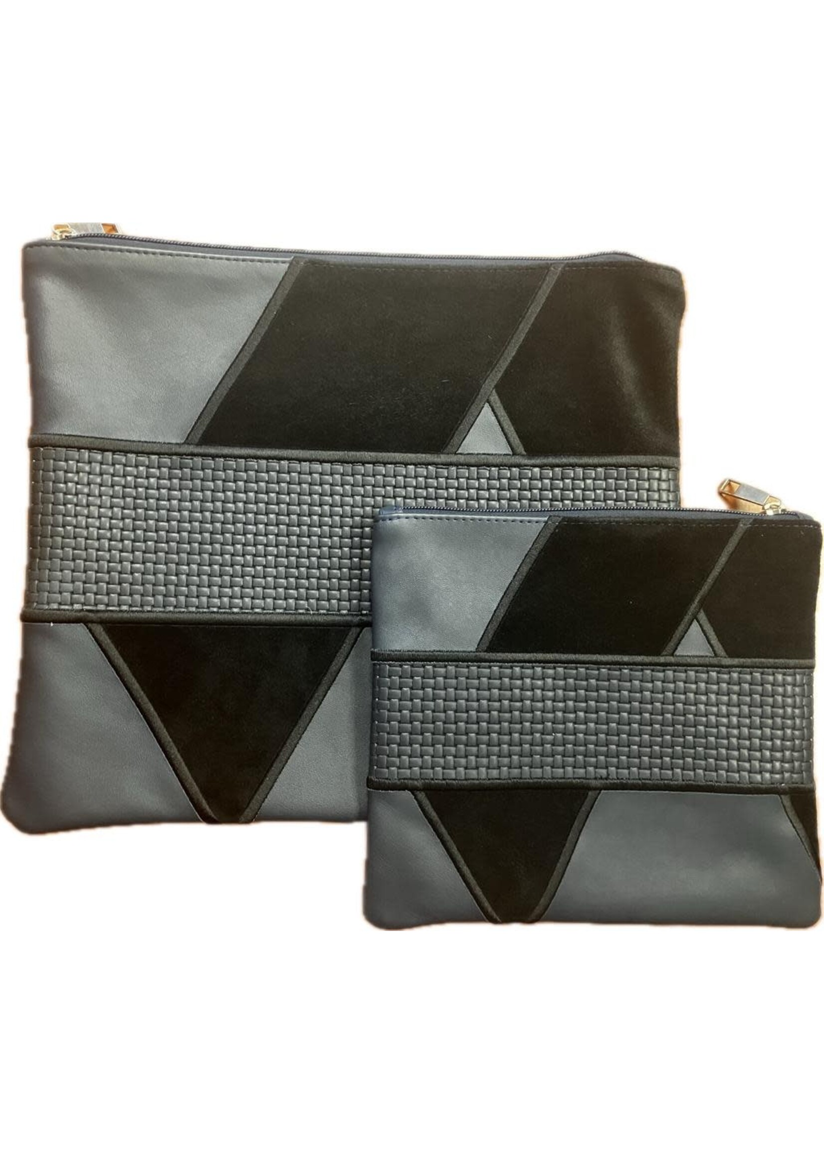 TALLIS & TEFLLIN PREMIUM LEATHER BAG SET - BLACK SUEDE + TEXTURE