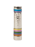MEZUZAH HAMMERED NICKEL COLORFUL RINGS INLAY