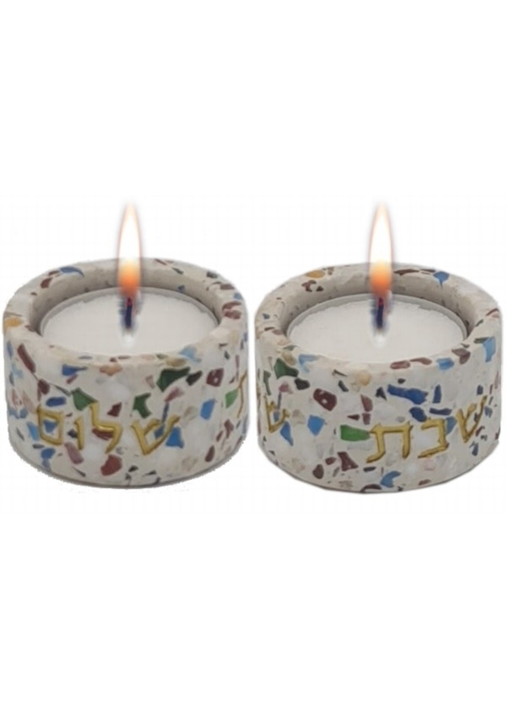 CANDLE HOLDER CEMENT - TERAZZO COLORS
