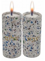 CANDLE HOLDER CEMENT - TERRAZZO COLORS - LARGE