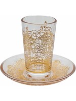 KIDDISH CUP GLASS - JERUSALEM GOLD