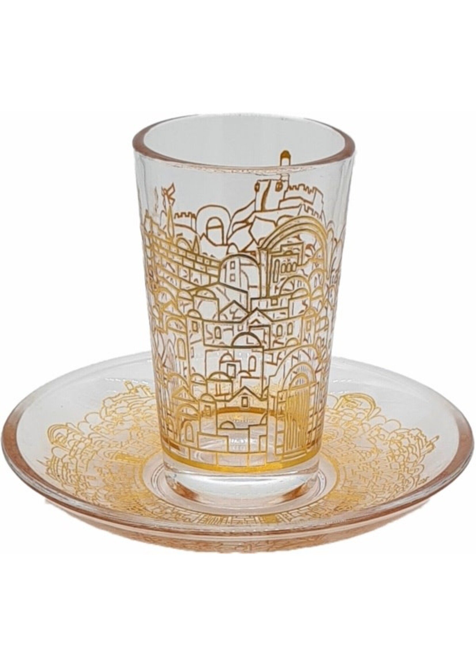 KIDDISH CUP GLASS - JERUSALEM GOLD